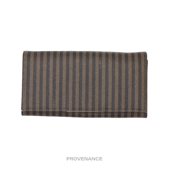 🔴 Fendi Snap Long Wallet - Striped Pequin - Picture 1 of 10